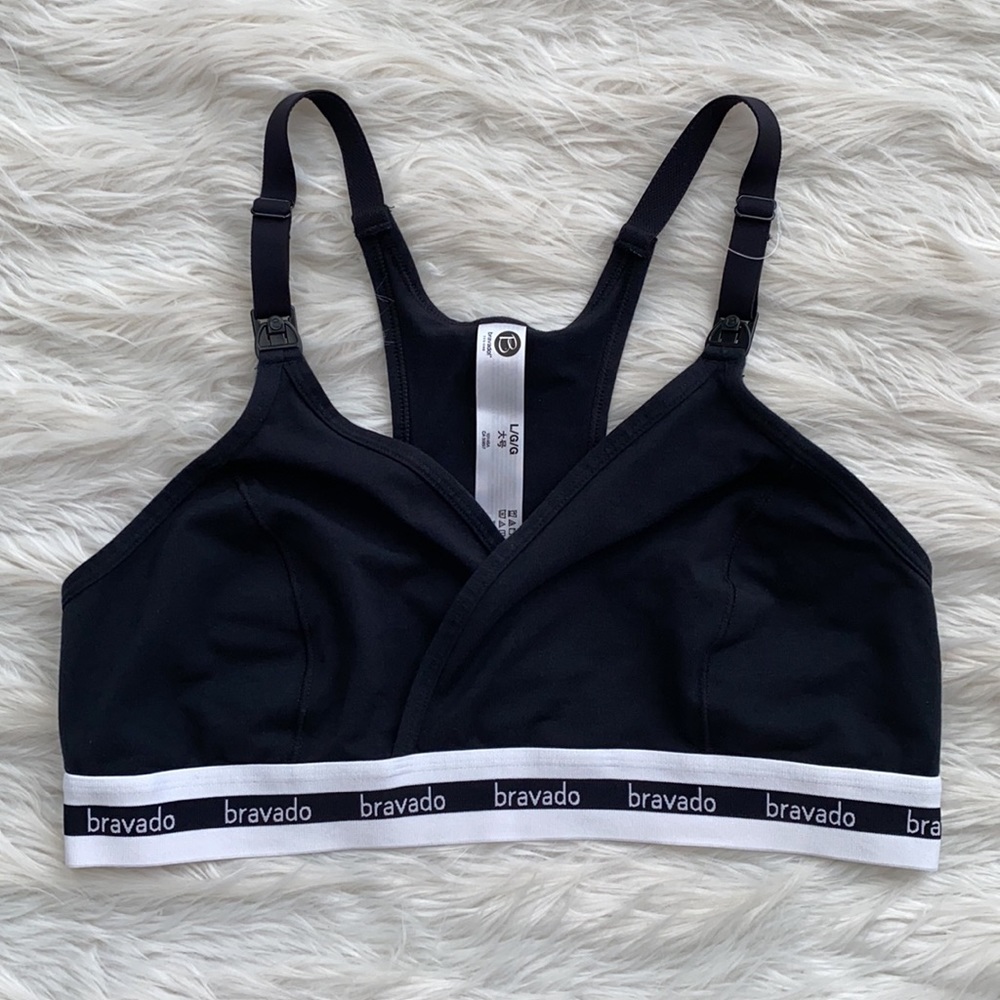 Bravado Black Nursing Bra with White Branded Band - Picture 2 of 12